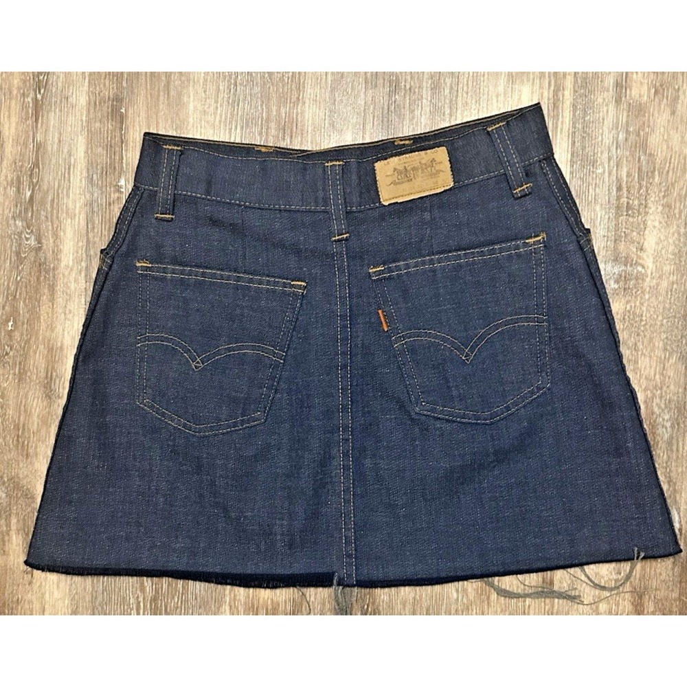 Levi's For Me Jean Skirt Mini 1970s Sz 9 10 Orange Stitch High Rise 25 in RARE